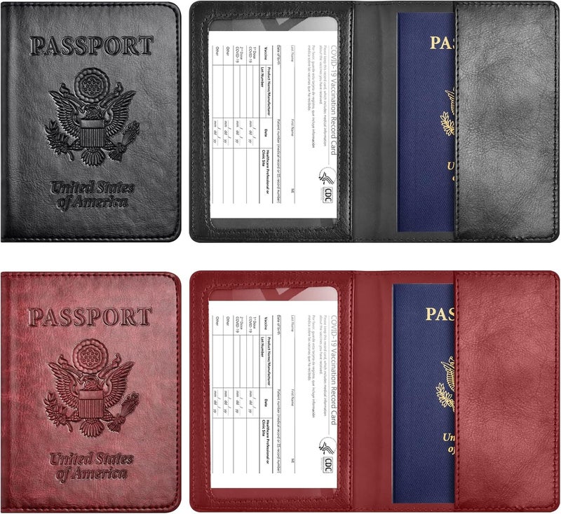 Eoehro Passport Holder for Travel Essentials-2Pack, Passport Wallet Cover Case for Travel Must Haves Accessories,Passport Book Holders for Women and Men - Image 2